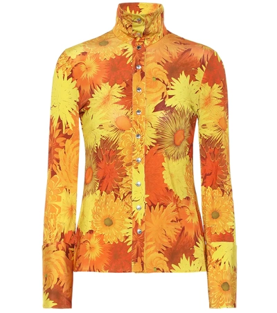 Ellery Sala Floral-print Stretch-jersey Turtleneck Top In Orange