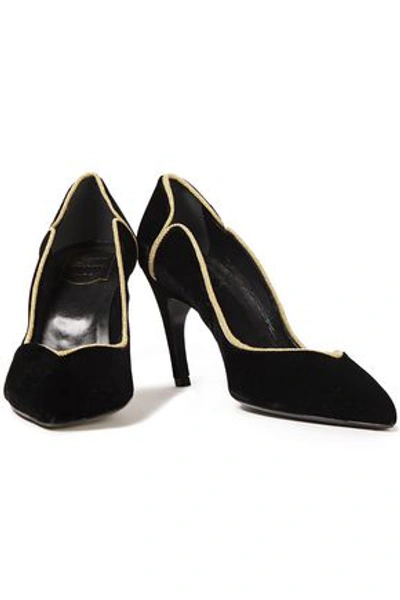 Roger Vivier Metallic-trimmed Velvet Pumps In Black