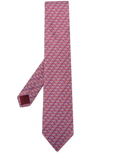 Ferragamo Gancini Print Tie In Red
