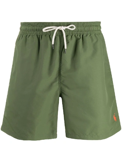 Polo Ralph Lauren Logo Embroidery Green Swim Shorts In Green