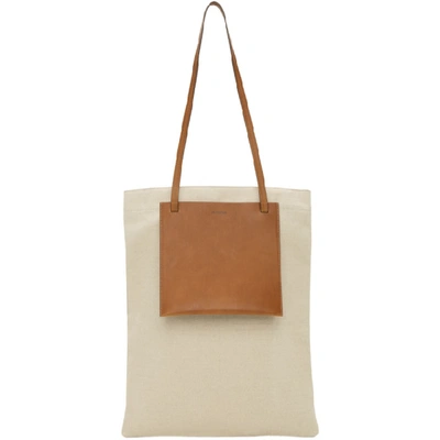 Jil Sander Pocket Flat Shopping Bag Jsmq850146 In Beige