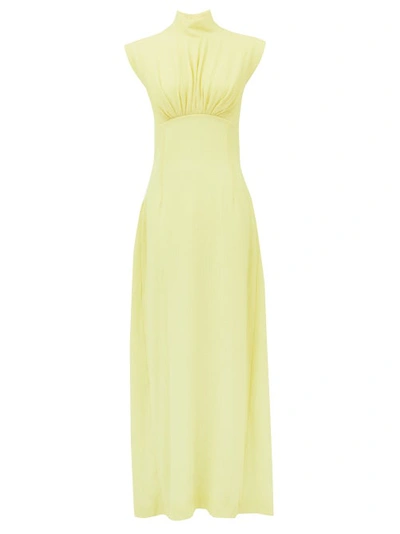 Emilia Wickstead Everly Gathered Cloqué Turtleneck Maxi Dress In Pastel Yellow