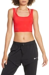 Nike City Ready Cropped Layered Stretch Tank In University Red