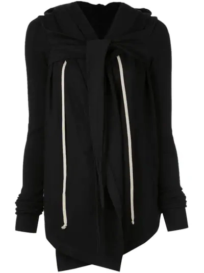 Rick Owens Drkshdw Larry Hooded Wrap Jacket In Black