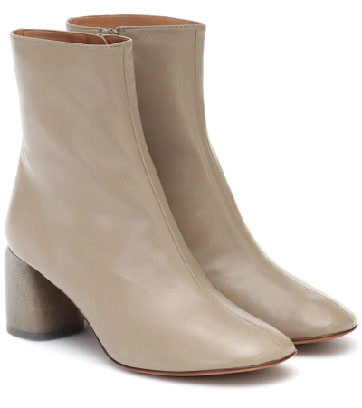 Loq Georgia Leather Ankle Boots In Beige