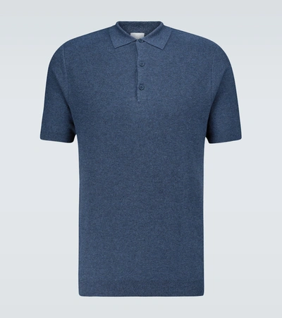 Sunspel Fine Texture Knitted Polo Shirt In Blue