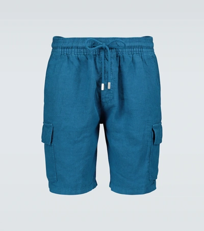 Vilebrequin Baie Cargo Linen Shorts In Navy