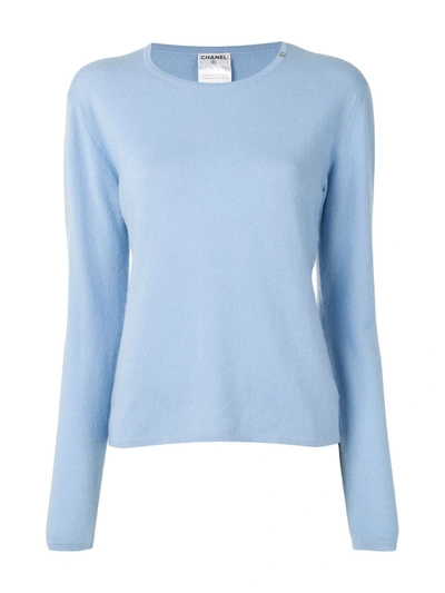 Pre-owned Chanel 2002 Cc Pin Cashmere Jumper In Blue