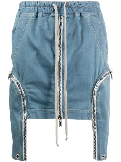 Rick Owens Drkshdw Zipped Drawstring-waist Denim Skirt In Blue