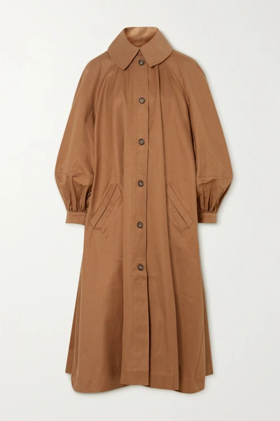 King & Tuckfield Oversized Cotton-twill Trench Coat In Tan