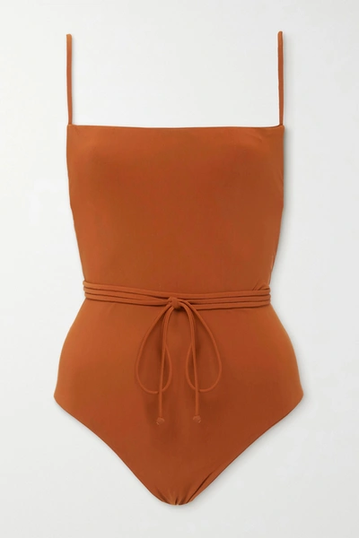 Anemone Belted Swimsuit In Brown