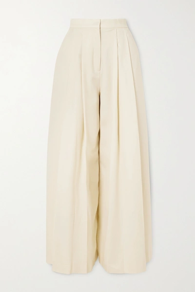 King & Tuckfield Pleated Wool-twill Wide-leg Pants In White