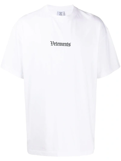 Vetements Crew Neck Embroidered Logo T-shirt In White