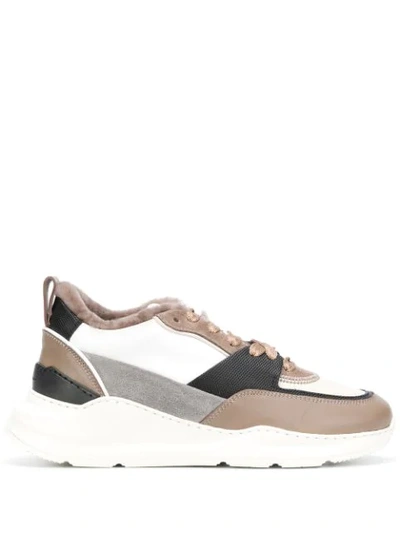 Santoni Panelled Trainers In Neutrals