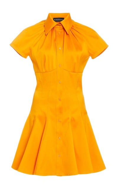 Brandon Maxwell Women's Exclusive Shirred Collar Cotton Mini Shirt Dress In Yellow
