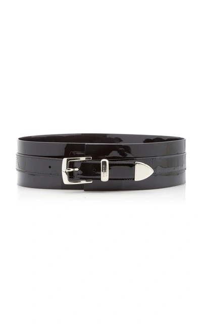 Brandon Maxwell Patent Leather Waist Belt In Black
