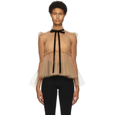 Khaite Pussybow-tie Ruffled Dominika Shirt In Neutral