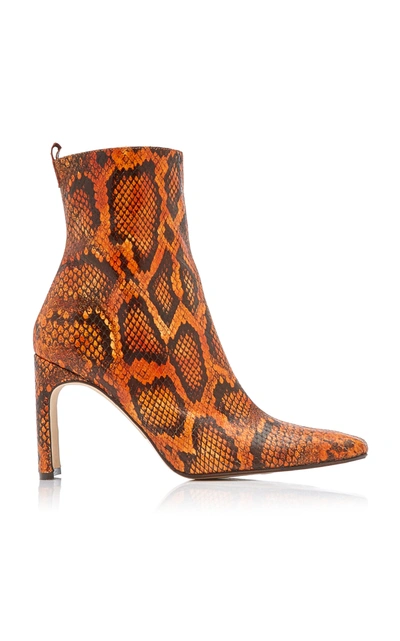 Miista Women's Marcelle Snake-effect Leather Ankle Boots In Orange