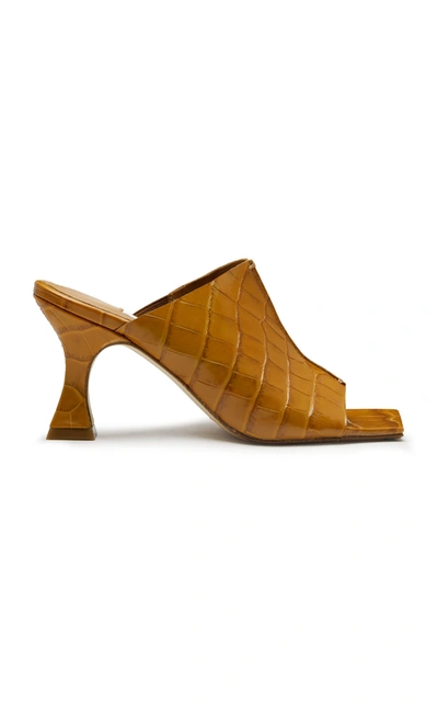 Miista Zohara Croc-effect Leather Mules In Brown