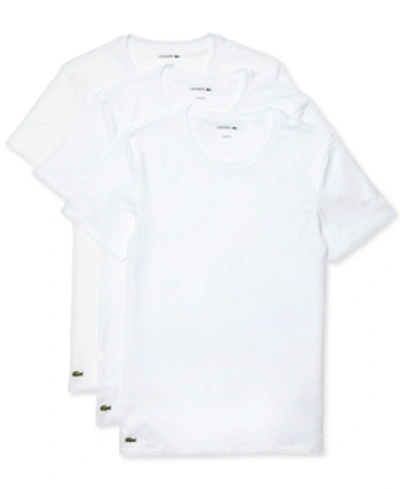 Lacoste Men's Essential Cotton Crew Neck Regular Fit Undershirt Set, 3-piece In White