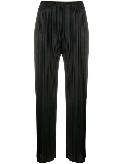 Issey Miyake Cropped Wide-leg Pleated Trousers In Black