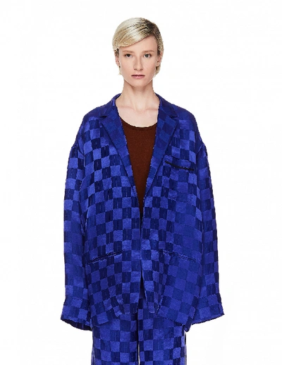 Haider Ackermann Jacquard Linen & Silk Jacket In Blue