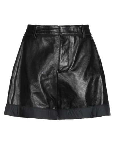 Dsquared2 Woman Shorts & Bermuda Shorts Black Size 6 Ovine Leather