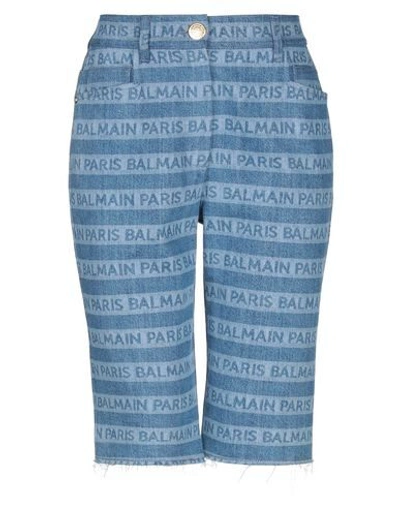 Balmain Denim Capris In Blue