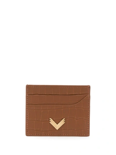 Manokhi X Velante Crocodile-effect Card Holder In Brown