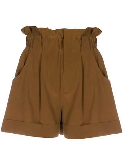 Fendi Paperbag Waist Shorts In Brown