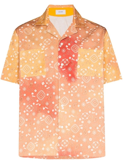 Rhude Paisley-print Cotton Shirt In Orange,white,yellow