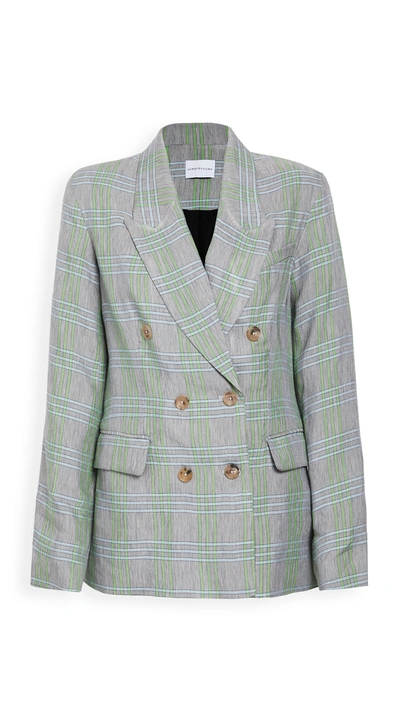 Ei8htdreams Milano Linen Plaid Double-breasted Blazer In Green Combo