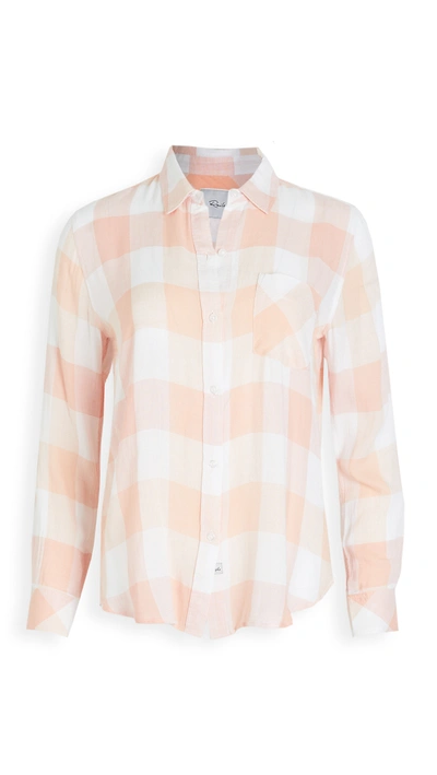 Rails Charli Button Down Shirt In Peach Pearl In Sky Blue