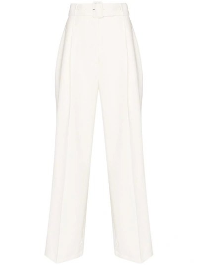 The Frankie Shop Elvira Belted Wide Leg Trousers In White