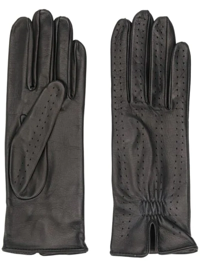 Manokhi Eyelet Detail Elasticated Gloves In Black