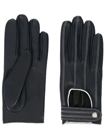 Manokhi Contrast Stitching Driving Gloves In Blue