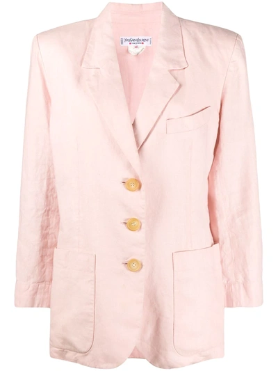 Pre-owned Saint Laurent 1990s Oversized Buttoned Blazer In Pink