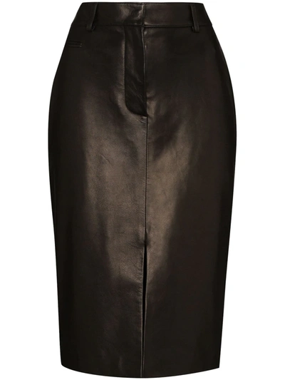 Tom Ford Front-slit Pencil Skirt In Brown
