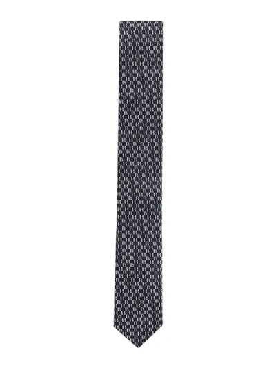 Hugo Boss Tie With Jacquard Pattern In Blue
