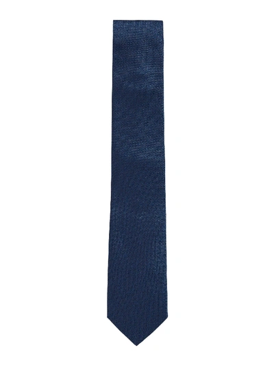 Hugo Boss Tie With Jacquard Pattern In Blue