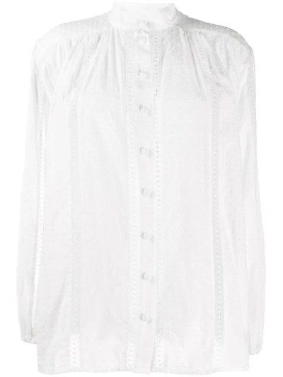 Zimmermann Lace Smock Gathered Cotton-voile Blouse In White
