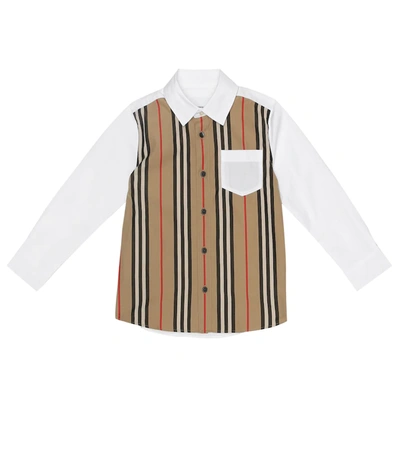 Burberry Kids' Striped Cotton Poplin Shirt In Beige