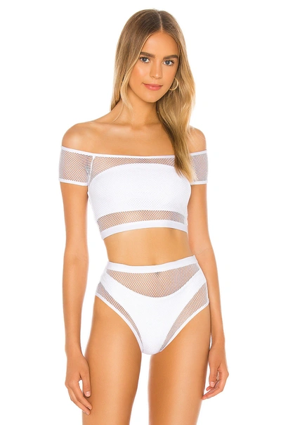 Superdown Lorna Mesh Bikini Top In White