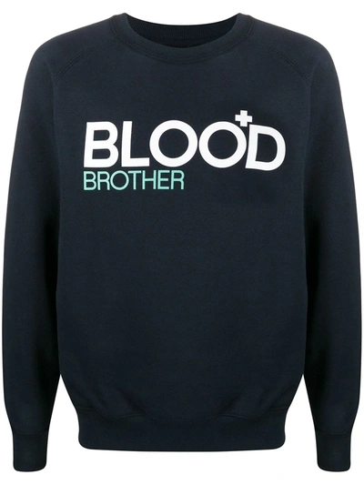 Blood Brother Graphic-print Crew Neck Sweatshirt In Blue