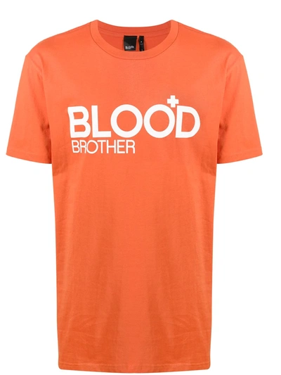 Blood Brother Trademark Logo T-shirt In Orange