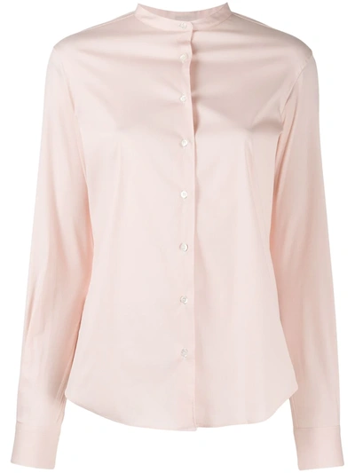 Aspesi Long-sleeved Band-collar Shirt In Pink