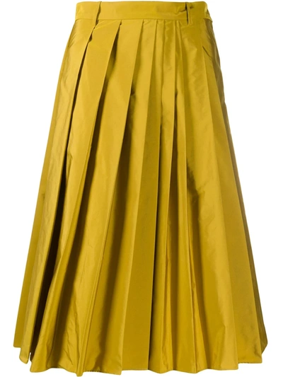 Aspesi High-waisted Pleated Skirt In Yellow