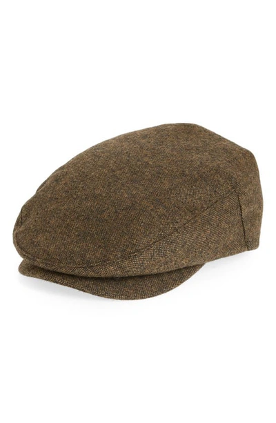 Brixton Herringbone Driving Cap In Brown/khaki