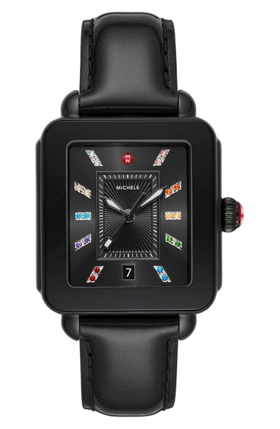 Michele Deco Sport Watch Head & Silicone Strap, 34mm X 36mm In Black