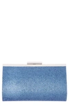 Nina Crystal Frame Clutch In Light Blue